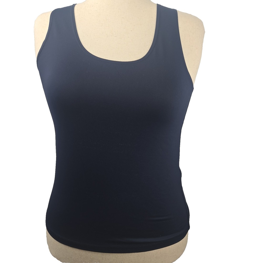 Chico's Size 1 Microfiber Contemporary Basic Tank Top Navy Blue